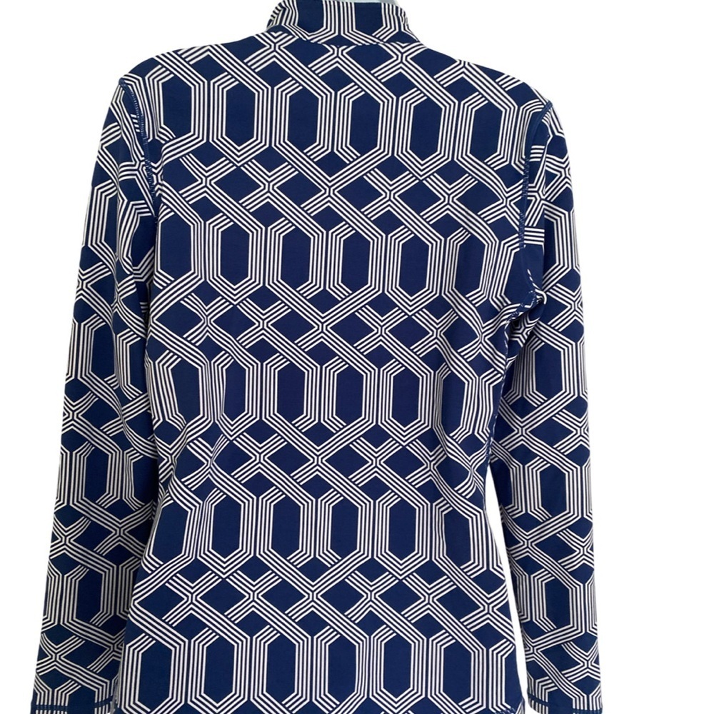 J McLaughlin Zip Jacket - S navy.  White , polyester spandex, - Picture 5 of 5